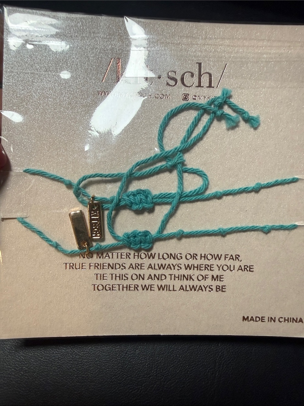 Kitsch Turquoise Cord Bracelet Set with Gold Compass Charms - Picture 2 of 5